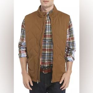 Quilted Brown Zip-Up Vest with Flannel Lining Size M